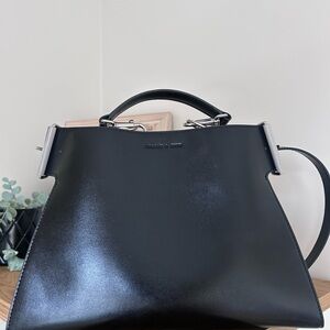 Charles & Keith Shiny Black Satchel